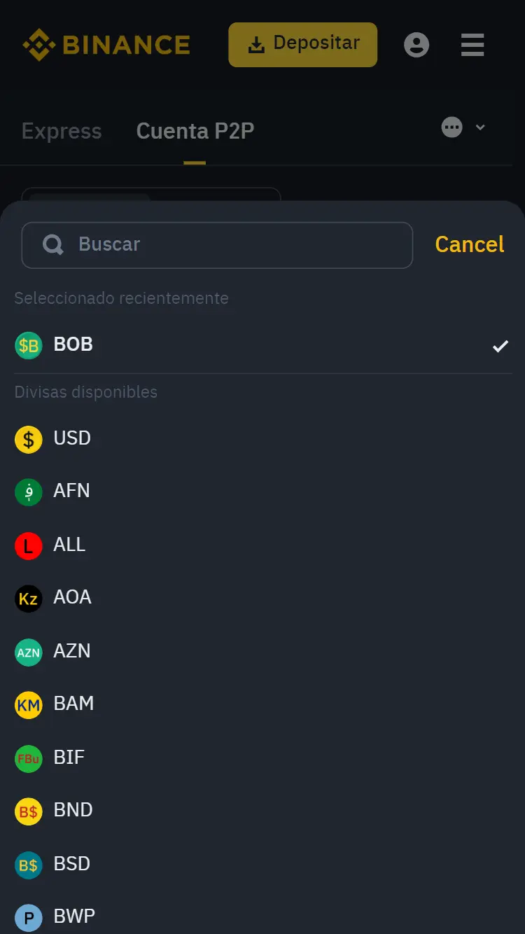 Configuración de la transacción P2P